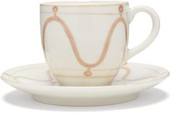 Serenity Porcelain Espresso Cup And Saucer - Beige White