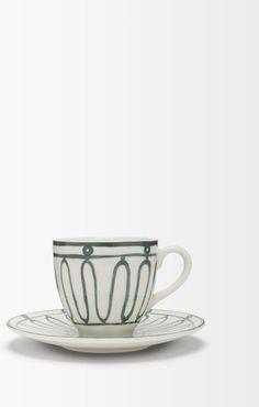 Kyma Porcelain Cup And Saucer - Green White