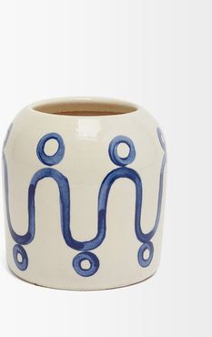 Cycladic Ceramic Pottery Vase - Blue White