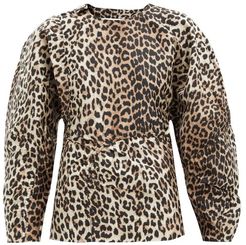 Open-back Pannelled Poplin Blouse - Womens - Leopard