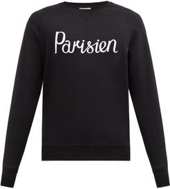 Parisien-print Cotton Sweatshirt - Mens - Black