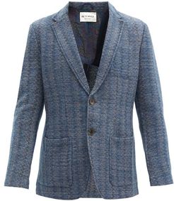 Single-breasted Knitted Blazer - Mens - Blue