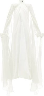Bow-embellished Silk-georgette Gown - Womens - Ivory