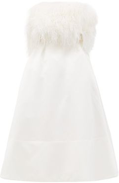 Feather-bodice Duchess-satin Dress - Womens - Ivory