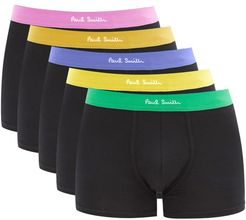 Pack Of Five Cotton-blend Boxer Briefs - Mens - Black Multi