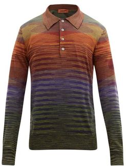 Space-dyed Stripe Wool-blend Polo Shirt - Mens - Multi