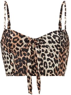 Leopard-print Bustier Bikini Top - Womens - Leopard