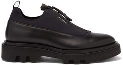 Zipped Leather And Neoprene Shoes - Mens - Black