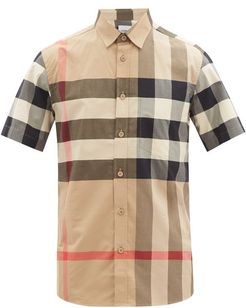 Somerton Macro-check Cotton-blend Shirt - Mens - Beige