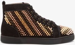 Galvalouis Spike-embellished Suede Trainers - Mens - Black Multi