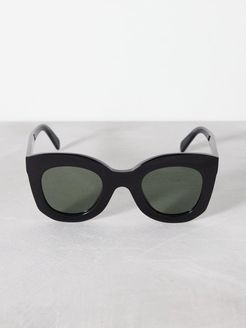 Oversized Round Acetate Sunglasses - Womens - Black