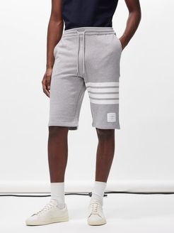 4-bar Cotton-jersey Track Shorts - Mens - Light Grey