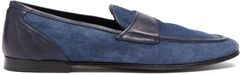 Leather-trimmed Suede Loafers - Mens - Blue