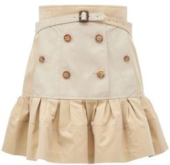 Suzy Peplum-hem Cotton-gabardine Mini Skirt - Womens - Beige