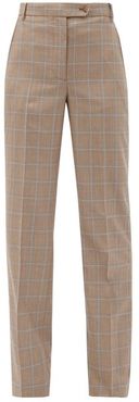 Fleur Checked Wool Trousers - Womens - Brown Multi