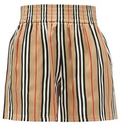 Marsett Icon-striped Silk Shorts - Womens - Beige Multi