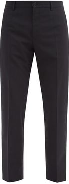 Cropped Wool-blend Straight-leg Trousers - Mens - Black