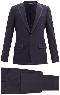 Two-piece Wool-blend Twill Tuxedo Suit - Mens - Navy