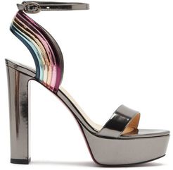 Arkendisc 130 Patent-leather Platform Sandals - Womens - Grey Multi