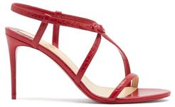 Selima 85 Crocodile-effect Leather Sandals - Womens - Red