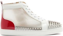 Donna Studded Leather And Mesh High-top Trainers - Womens - White Multi