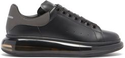 Exaggerated-sole Leather Trainers - Mens - Black