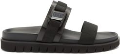 Buckled-strap Leather Slides - Mens - Black