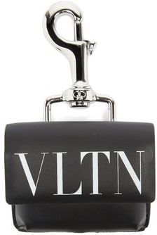 Vltn-logo Leather Earpods Case - Mens - Black