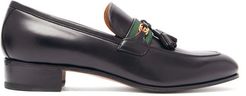 GG-logo Web-stripe Tasselled Leather Loafers - Mens - Black
