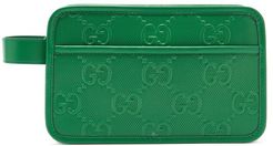 GG Monogram Leather Wash Bag - Mens - Green