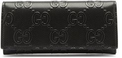 GG-logo Embossed-leather Wallet - Mens - Black