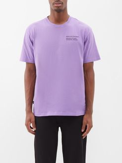Staff-print Cotton-jersey T-shirt - Mens - Purple