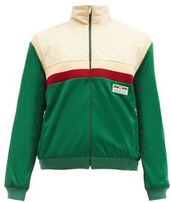 Logo-patch Contrast-yoke Jersey Track Jacket - Mens - Green Multi