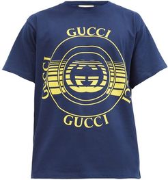 GG-disc Organic Cotton-jersey T-shirt - Mens - Blue