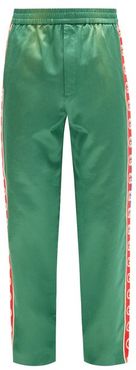 GG Side-stripe Cotton-blend Track Pants - Mens - Green