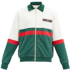 Horsebit-plaque Cotton-jersey Track Jacket - Mens - Green White