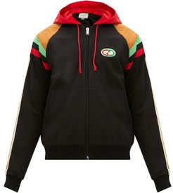 GG-patch Web-stripe Hooded Bomber Jacket - Mens - Black Multi