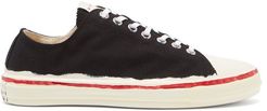 Painted-sole Canvas Trainers - Mens - Black White