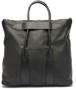 Foldable Grained-leather Tote Bag - Mens - Black