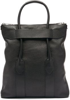 Foldable Grained-leather Tote Bag - Mens - Black