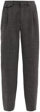 High-rise Wool-tweed Wide-leg Suit Trousers - Mens - Grey