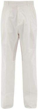 Contrast-stitch Cotton-garbadine Trousers - Mens - White