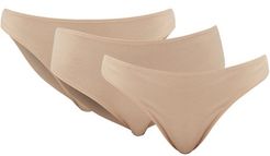 Pack Of Three Pima Cotton-blend Jersey Briefs - Womens - Beige