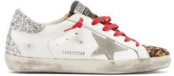 Superstar Glitter-panelled Leather Trainers - Womens - White Multi
