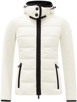 Logo-patch Jersey-sleeve Quilted Down Jacket - Womens - White