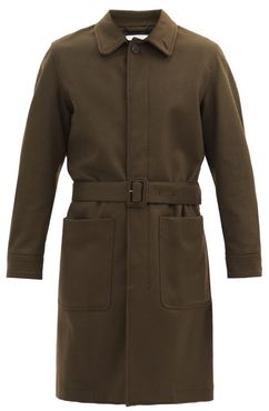 Single-breasted Wool Trench Coat - Mens - Dark Green
