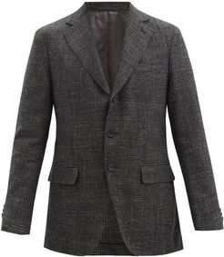 Single-breasted Wool-blend Check Blazer - Mens - Dark Grey