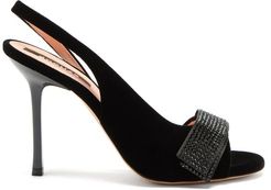 Crystal-embellished Velvet Slingback Sandals - Womens - Black
