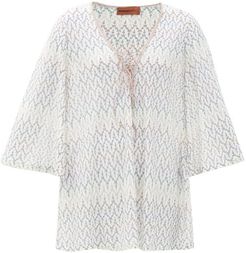 Lace-up Metallic-zigzag Kaftan - Womens - White Multi