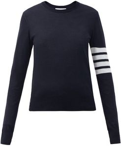 Four Bar-intarsia Merino-wool Sweater - Womens - Navy